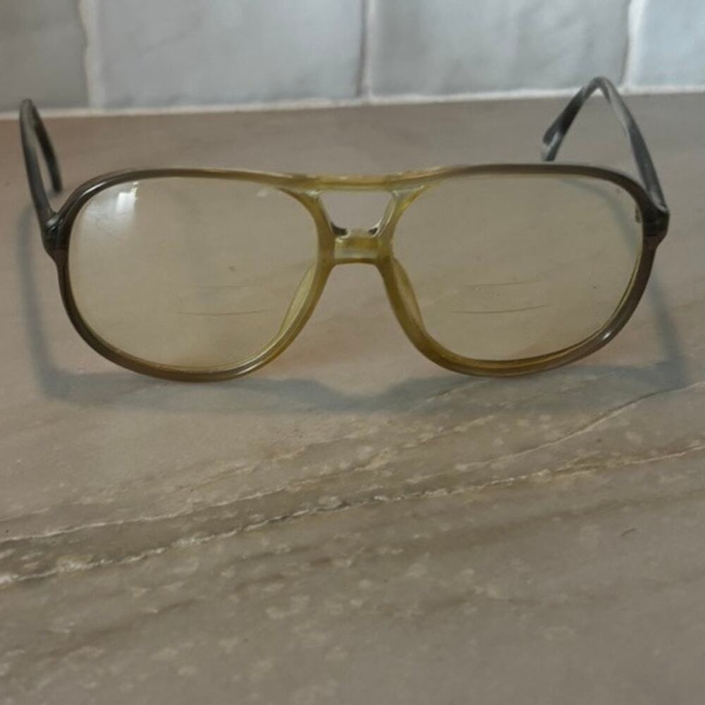 Vintage Menrad Germany Oversized Aviator Eyeglasses Amber Brown 70s 80s Frames